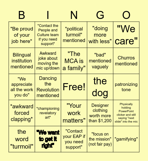 MCAWU MGMT All Staff Bingo Card