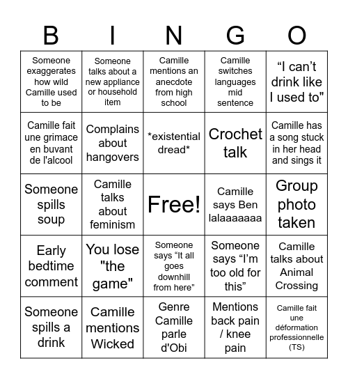 Camille's Birthday Bingo! Bingo Card