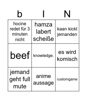 dc bingo Card