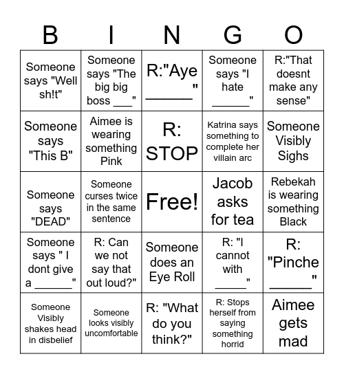 WF Team Meeting Bingo Card