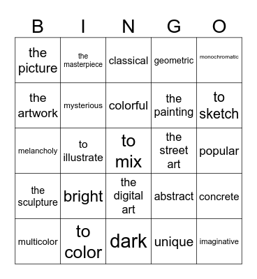 Kunst Bingo Card