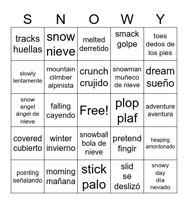 The Snowy Day Bingo Card