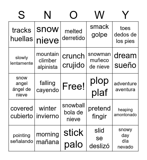 The Snowy Day Bingo Card