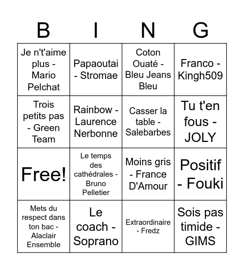 Bingo Franco Bingo Card