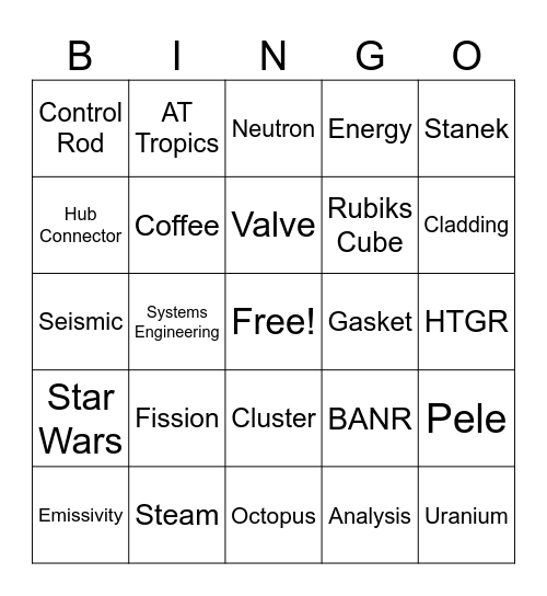 Engineering Week Bingo Card
