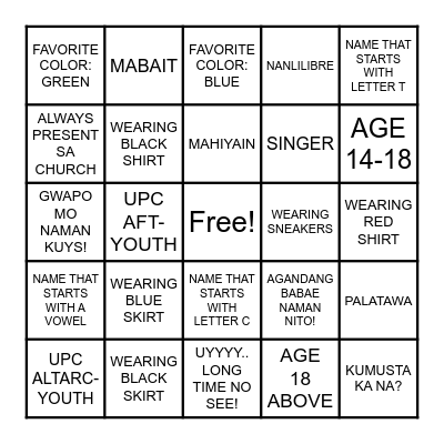 YOUTH ENCOUNTER 2026 Bingo Card