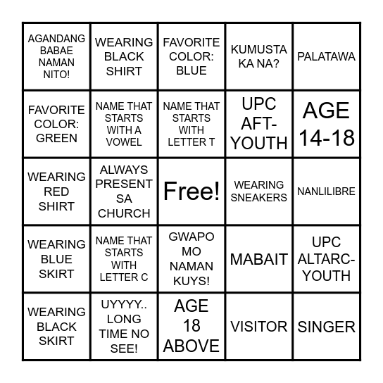 YOUTH ENCOUNTER 2026 Bingo Card