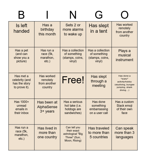 RKO Bingo Card
