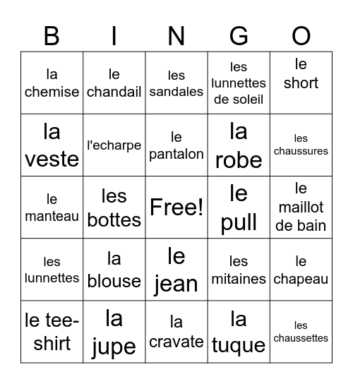 Les Vetements - Bennett Bingo Card