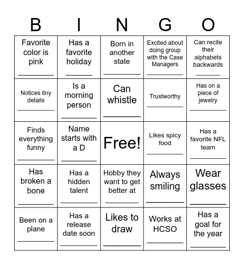 Find Someone Who.. BINGO Card