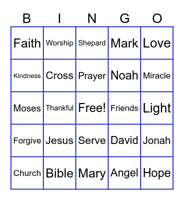 QuayKids Bible Bingo Card