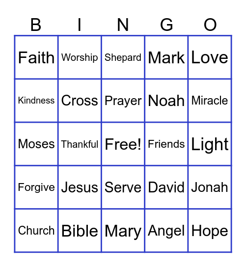 QuayKids Bible Bingo Card