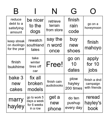 Mim's Bingo 2026 Bingo Card