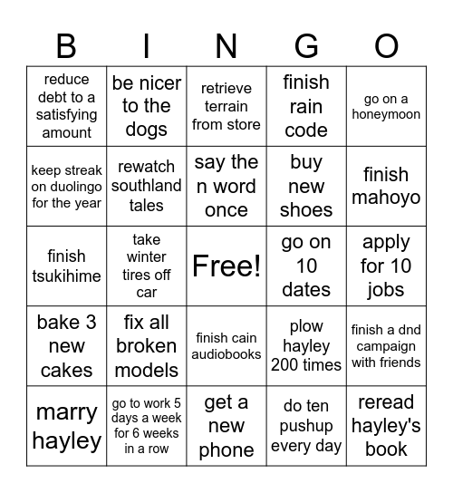 Mim's Bingo 2026 Bingo Card