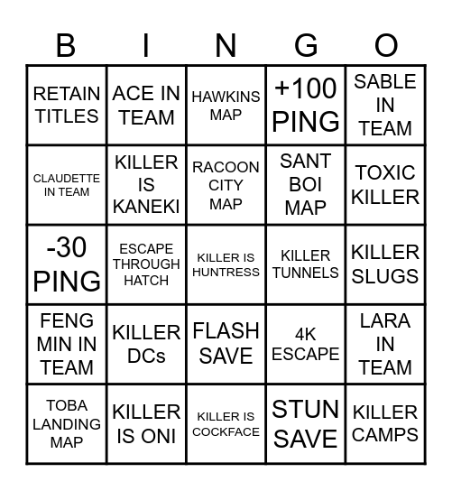 DWIGHT BROS DBD BINGO Card