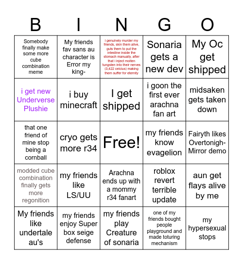 2026 bingo list Bingo Card