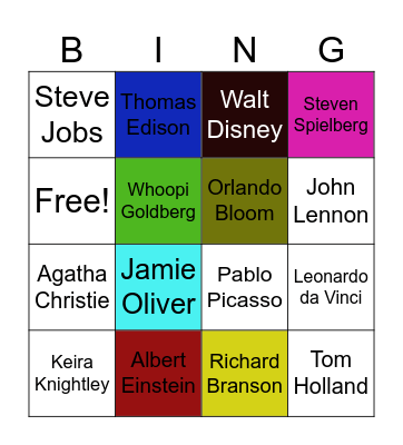 Personalități cu dislexie Bingo Card