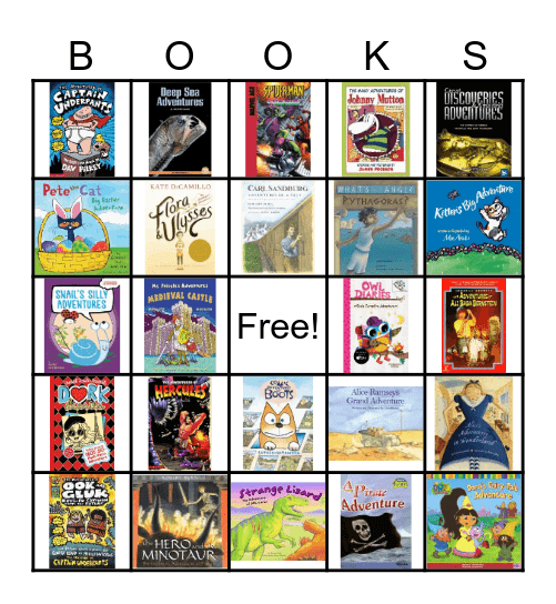 Book and Adventure Bingo Card
