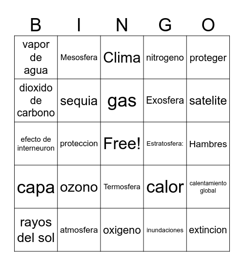 Atmosfera Bingo Card