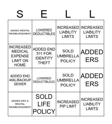 UPSELL BINGO Card