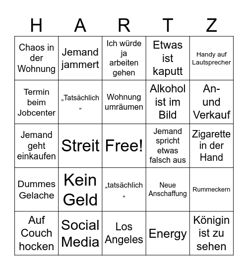 Hartz und Herzlich Bingo Card