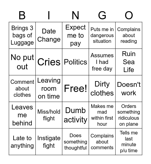 Florida Man's Fudge Ups Bingo Card
