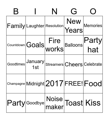 NEW YEAR'S BINGO Card