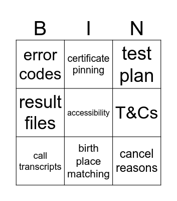 JPMC Bingo Card