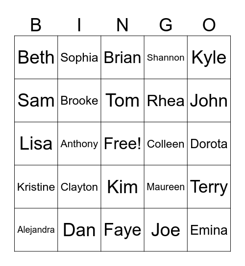 SCO BINGO BANGO Bingo Card