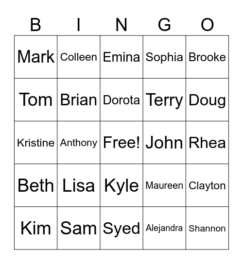 SCO BINGO BANGO Bingo Card