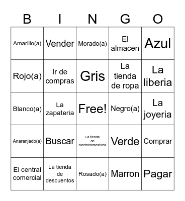 Recycled Vocabulary Bingo Card