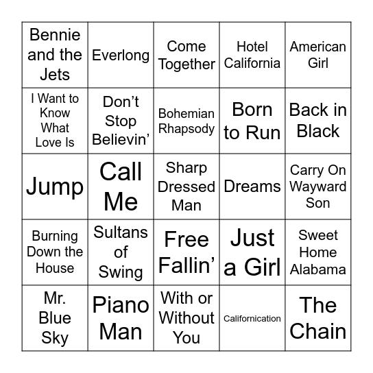 Radio Bingo Card