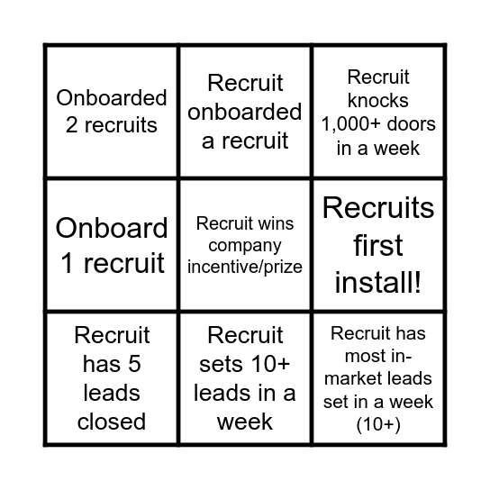 SunPower Recruiting Bingo Card