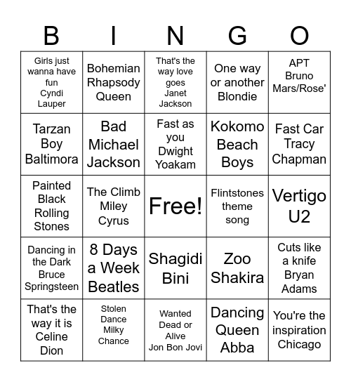 ***Roads Favourites January 2026 *** Bingo Card
