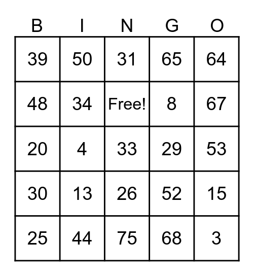 Ali's Birthday Bingo Card