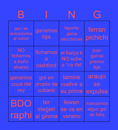 FCB bingo card 2026 edition Bingo Card