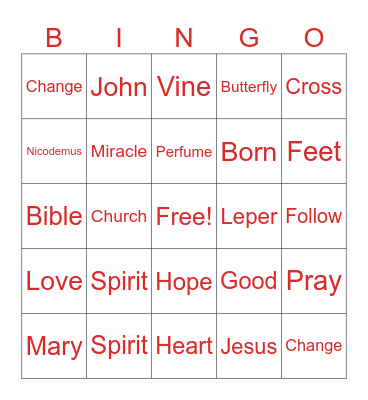 Bible Bingo Card