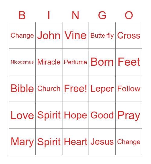 Bible Bingo Card