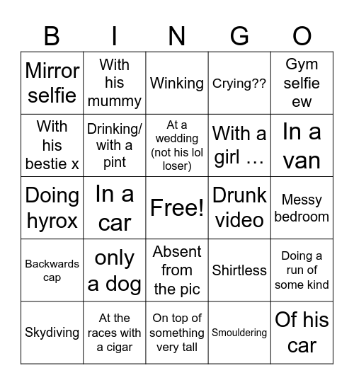 Hinge picture round Bingo Card