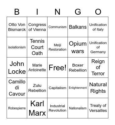 Midterm Review Bingo! Bingo Card