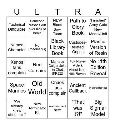 2026 Reveal Show Bingo Card