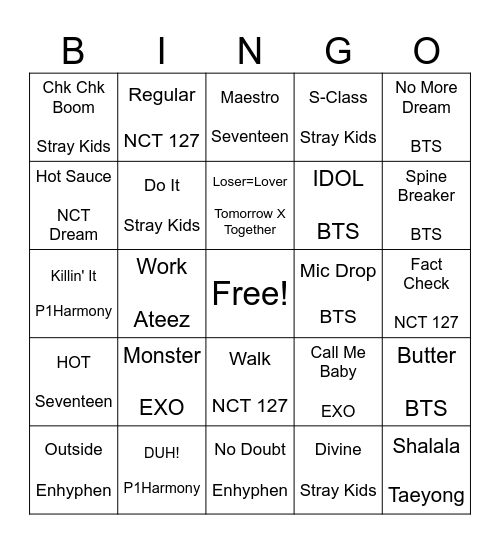 K-POP BINGO Card