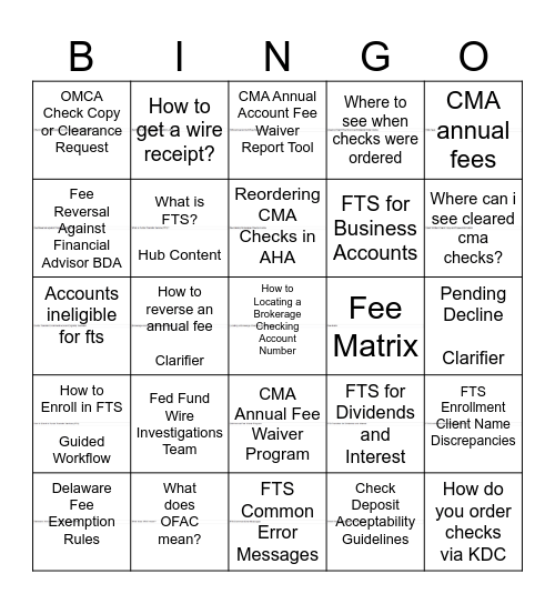 Ask Merrill Promotion Edition Bingo Card