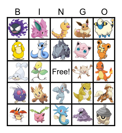 Pokemon Bingo Card