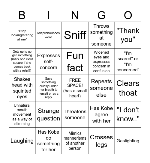 Peyson Bingo Card