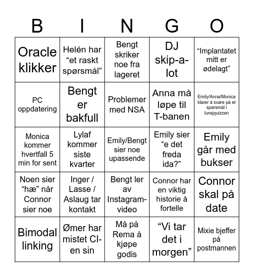FREDAGSBINGO Card