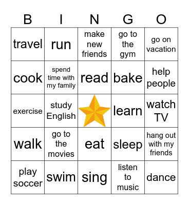 I like to... Bingo Card