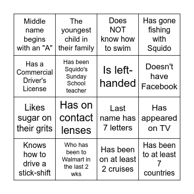 Welcome Bingo Card