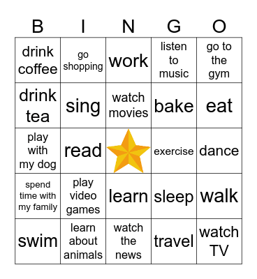 I like to... Bingo Card