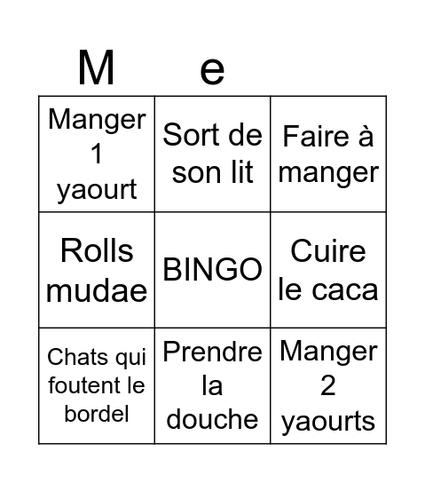 Marie en retatd Bingo Card